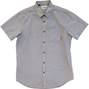 Billabong Mens Short Sleeve Button Up Shirt Gray Micro Print Tailored Fit XL